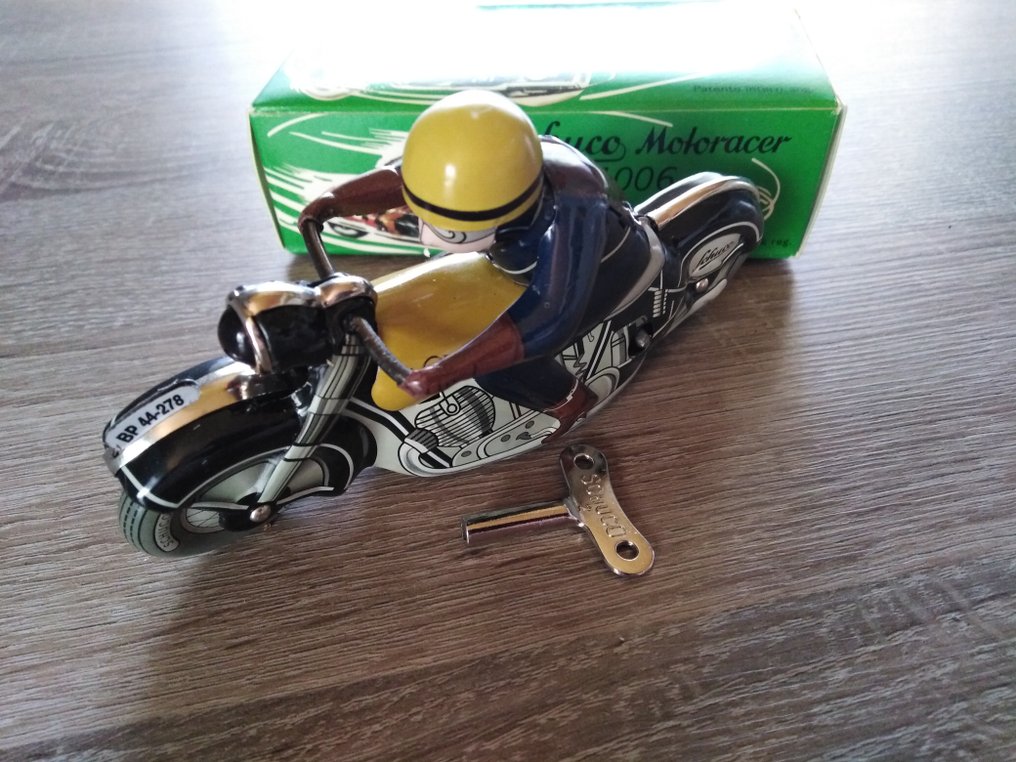 Schuco - Schuco Motoracer 1006 镀锡板和发条机械摩托车及骑手，带盒装 - 上鏈錫製玩具 - 1990-1999 - 德國 #1.0
