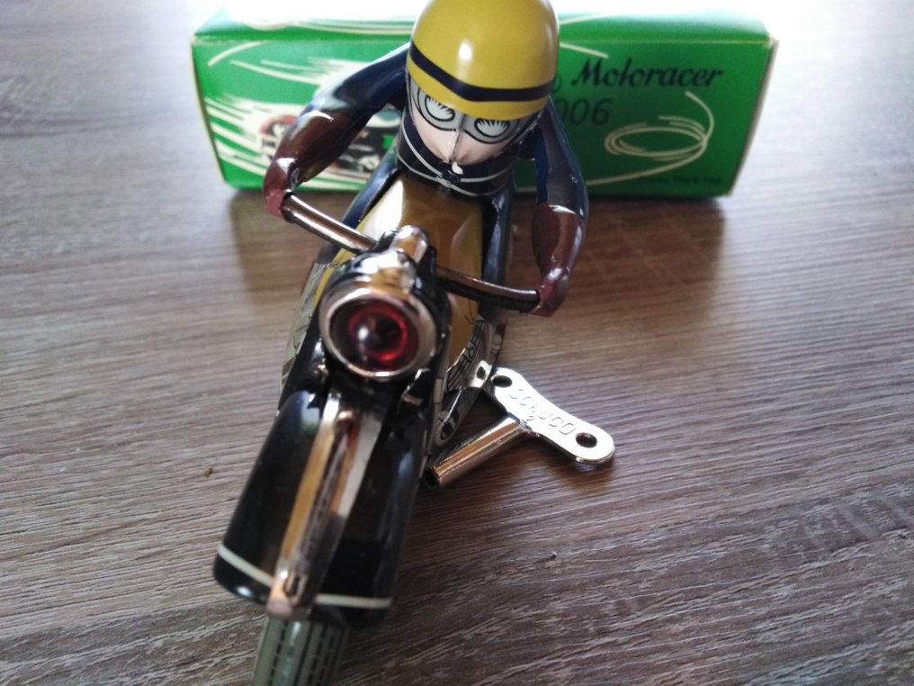 Schuco - Schuco Motoracer 1006 镀锡板和发条机械摩托车及骑手，带盒装 - 上鏈錫製玩具 - 1990-1999 - 德國 #1.0
