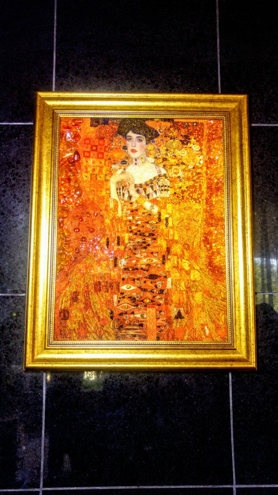 Μωσαϊκός εικόνα με Βαλτικό κεχριμπάρι - Γκούσταφ Κλιμτ - Άντελ - Κεχριμπάρι - 48 cm - 38 cm #1.0