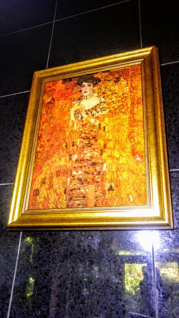 Μωσαϊκός εικόνα με Βαλτικό κεχριμπάρι - Γκούσταφ Κλιμτ - Άντελ - Κεχριμπάρι - 48 cm - 38 cm #2.1