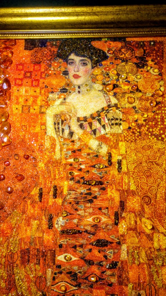 Μωσαϊκός εικόνα με Βαλτικό κεχριμπάρι - Γκούσταφ Κλιμτ - Άντελ - Κεχριμπάρι - 48 cm - 38 cm #3.2