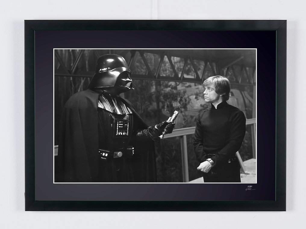 STAR WARS -RETURN OF THE JEDI -  Vader & Luke - Fine Art Photography - Luxury Wooden Framed 70X50 cm - Limited Edition Nr 02 of 30 - Serial ID 60058 - Original Certificate (COA), Hologram - 100% New. Shipping Reduction from 3 items #1.0