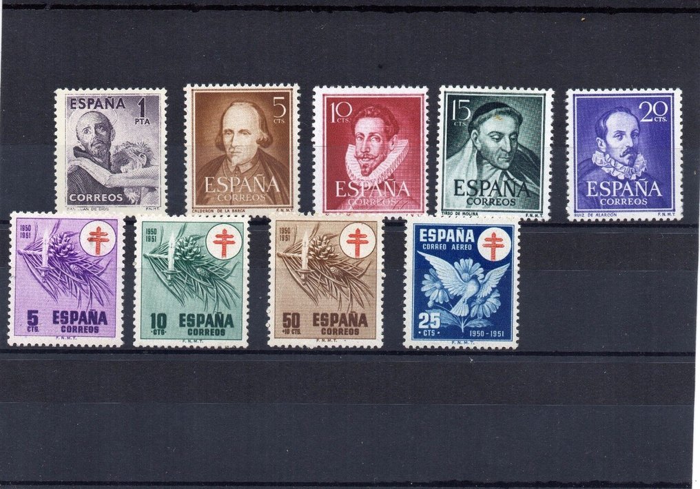 Espagne 1950/1952 - Années 1950/1952 complètes à l'exception de 1075/83 et 1088/1090 - EDIFIL #1.0