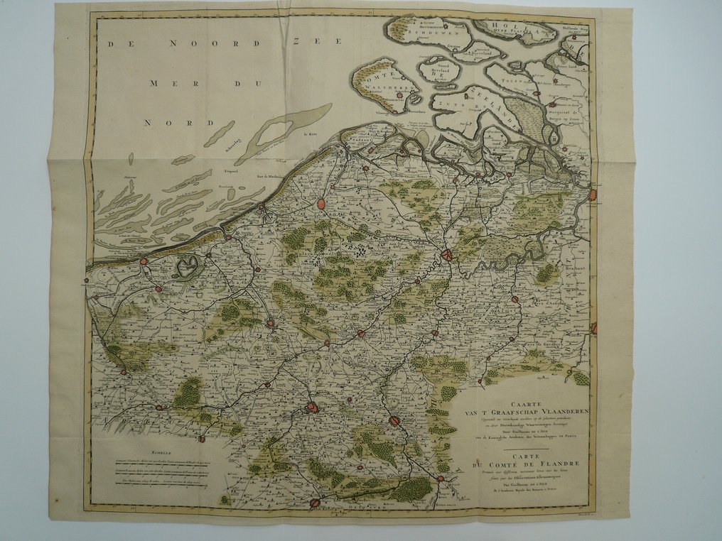 Eurooppa - Hollanti / Flanderi / Seelanti; J. Dumont - Caarte van t'Graafschap Vlaanderen (...) - 1721-1750 #1.1