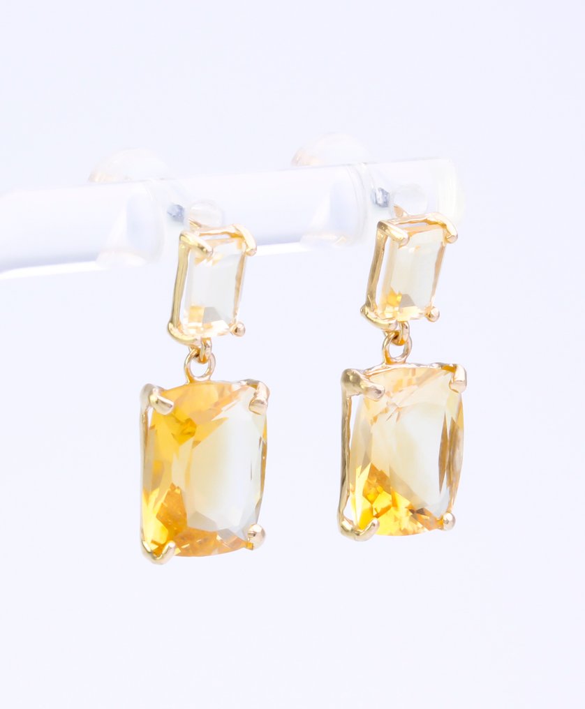 Nincs minimálár - Drop fülbevaló - 14 kt. Sárga arany Citrin - Citrin #2.1