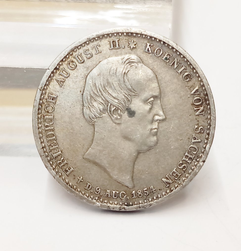 Germany, Saxony. Friedrich August II. 1/6 Thaler, Auf seinen Tod/ Datum
