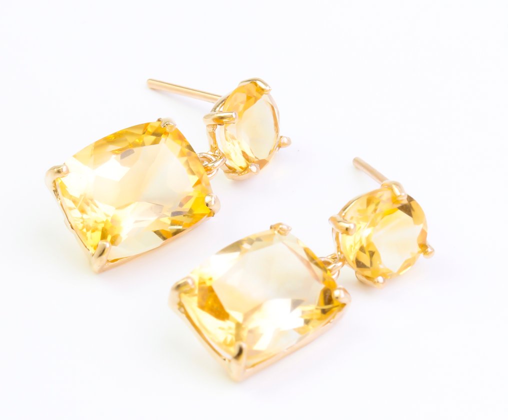 没有保留价 - 耳环 - 14K包金 黄金 黄水晶 - 黄水晶 #3.2