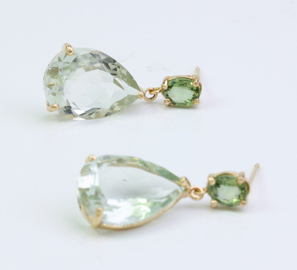 没有保留价 - 耳环 - 14K包金 黄金 石英 - 石英 #1.0