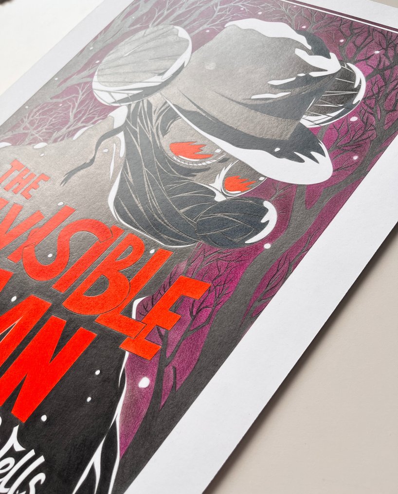 Jaume Esteve Œuvre d'art originale au crayon de couleur - Mickey Mouse as The Invisible Man (H.G. Wells) - Hand Signed #3.2