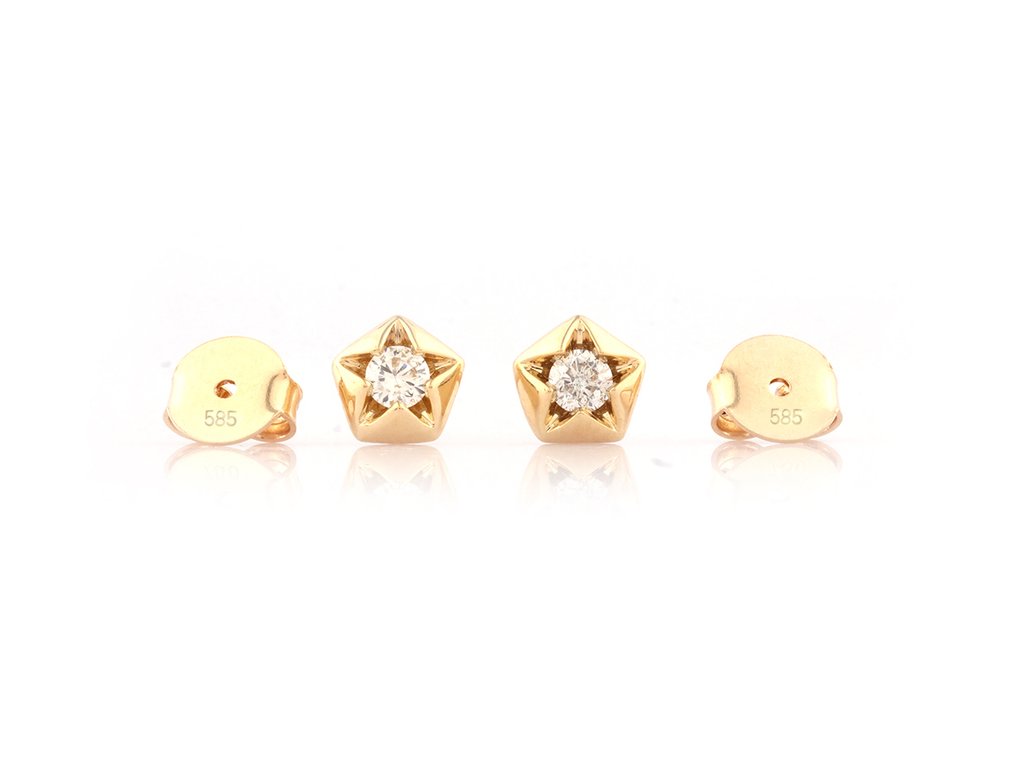Boucles d'oreilles - 14 carats Or jaune - 0.23ct. tw. Diamant (Naturelle) #4.3