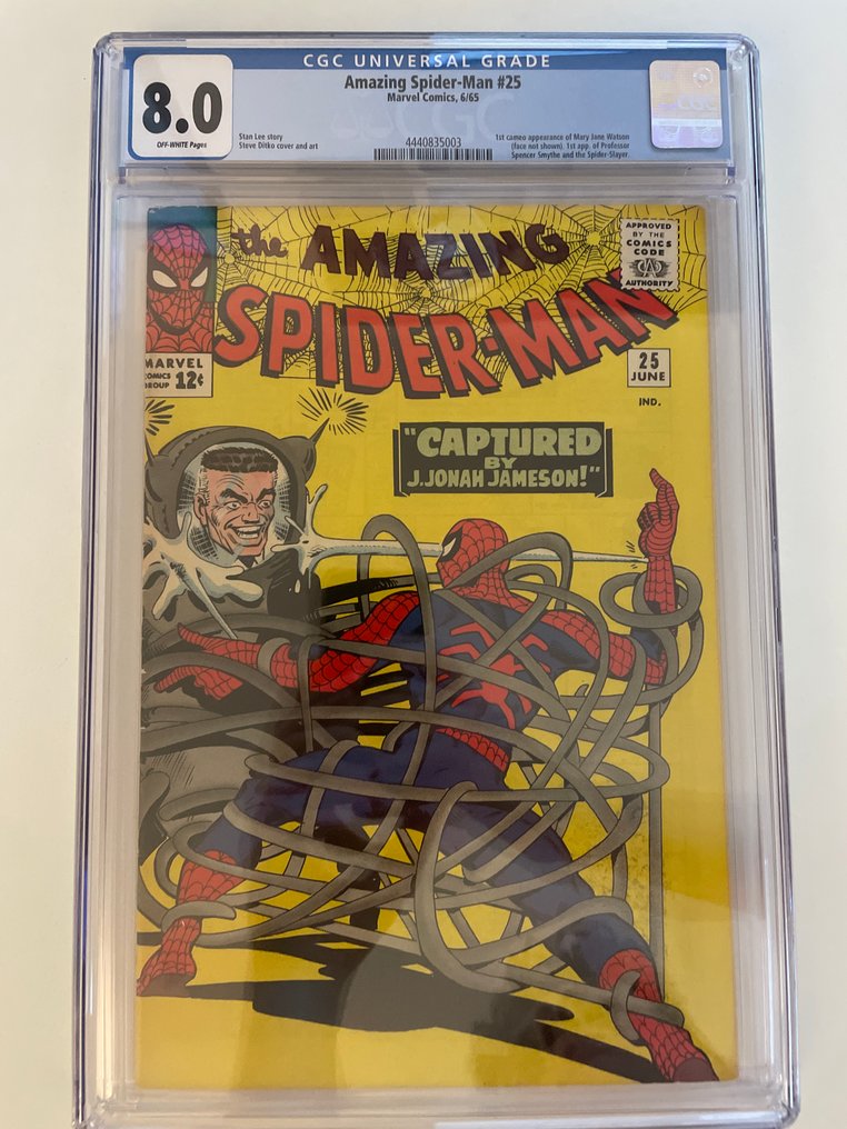 Amazing Spider-Man #25 - 1st Cameo Appearance of Mary Jane Watson, Professor Spencer Smythe & Spider-Slayer - CGC 8.0 - 1 Graded comic #1.1