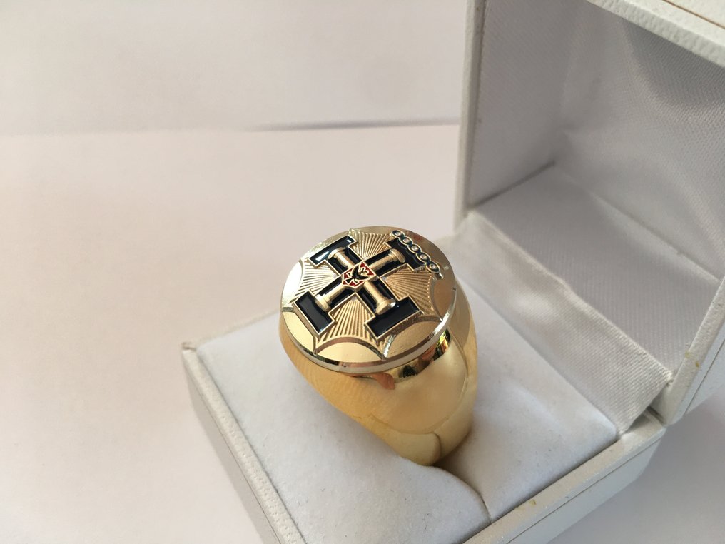 27. Grad Master Mason Freimaurer Ritter der Sonne 24kt vergoldet - Ring #2.2