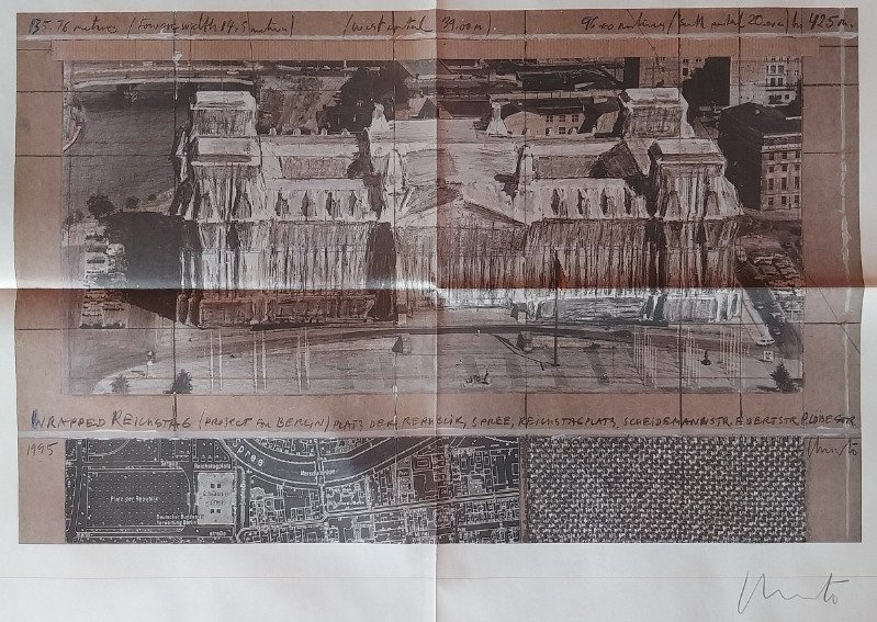 Christo (1935-2020) - verhüllter Reichstag - handsignierte Zeitungsbeilage des Tagesspiegels #1.0