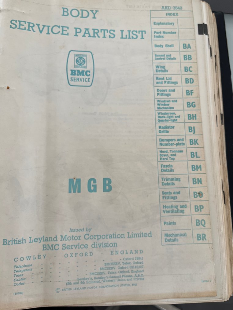 Elenco delle parti - MG - B BGT - 1968 #2.1