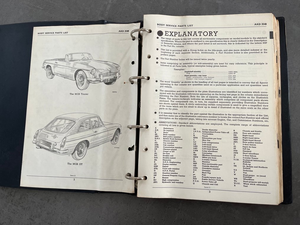 Elenco delle parti - MG - B BGT - 1968 #1.0