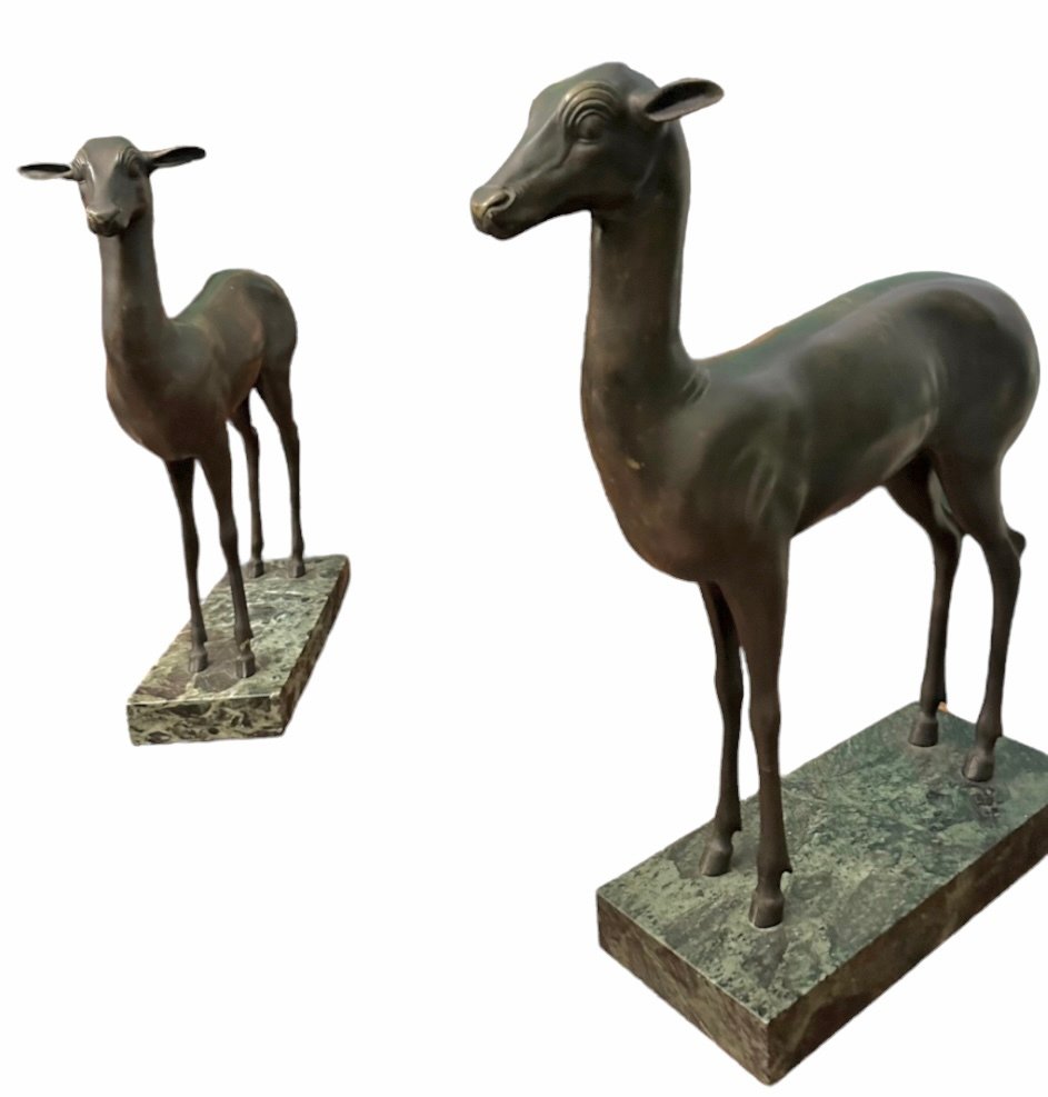 Escultura, Coppia di cervi - 53 cm - Bronze #1.1