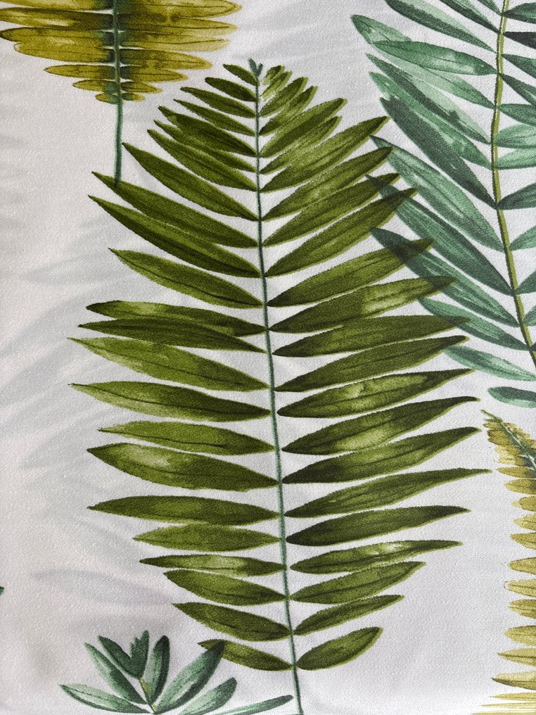 棉质缎面绸数码印花面料，独家设计，热带蕨类绿 - 室內裝潢織物  - 330 cm - 280 cm #1.0