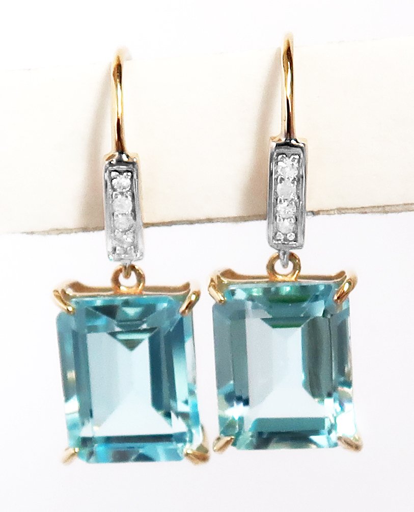 χωρίς τιμή ασφαλείας - Σκουλαρίκια - 14 καράτια Κίτρινο χρυσό Τοπάζιο - Διαμάντι #2.1