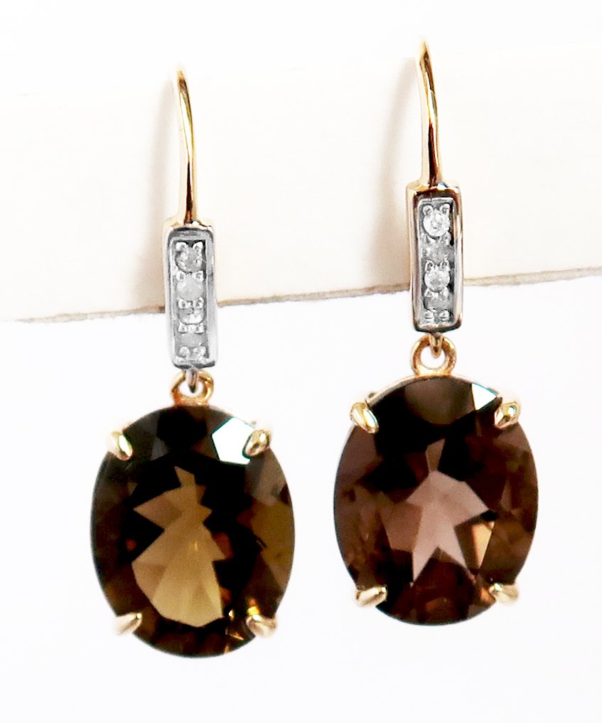 没有保留价 - 耳环 - 14K包金 黄金 石英 - 钻石 #1.0