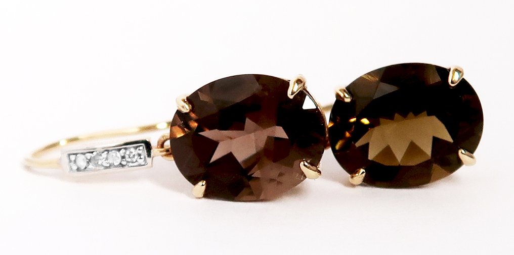 没有保留价 - 耳环 - 14K包金 黄金 石英 - 钻石 #4.3