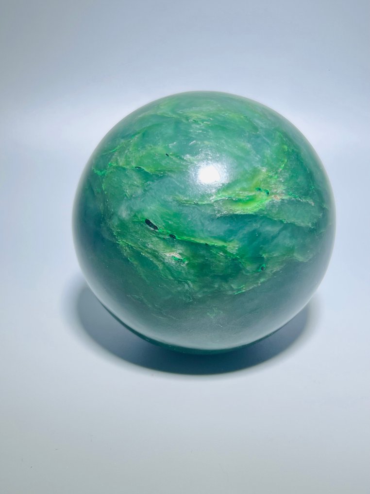 Intense Green Jade Nephrite - Sphere - AAA+ Quality - Ø 78mm Natural Stone - Meditation Stone - Decoration - Height: 78 mm - Width: 78 mm- 762 g - (1) #1.0
