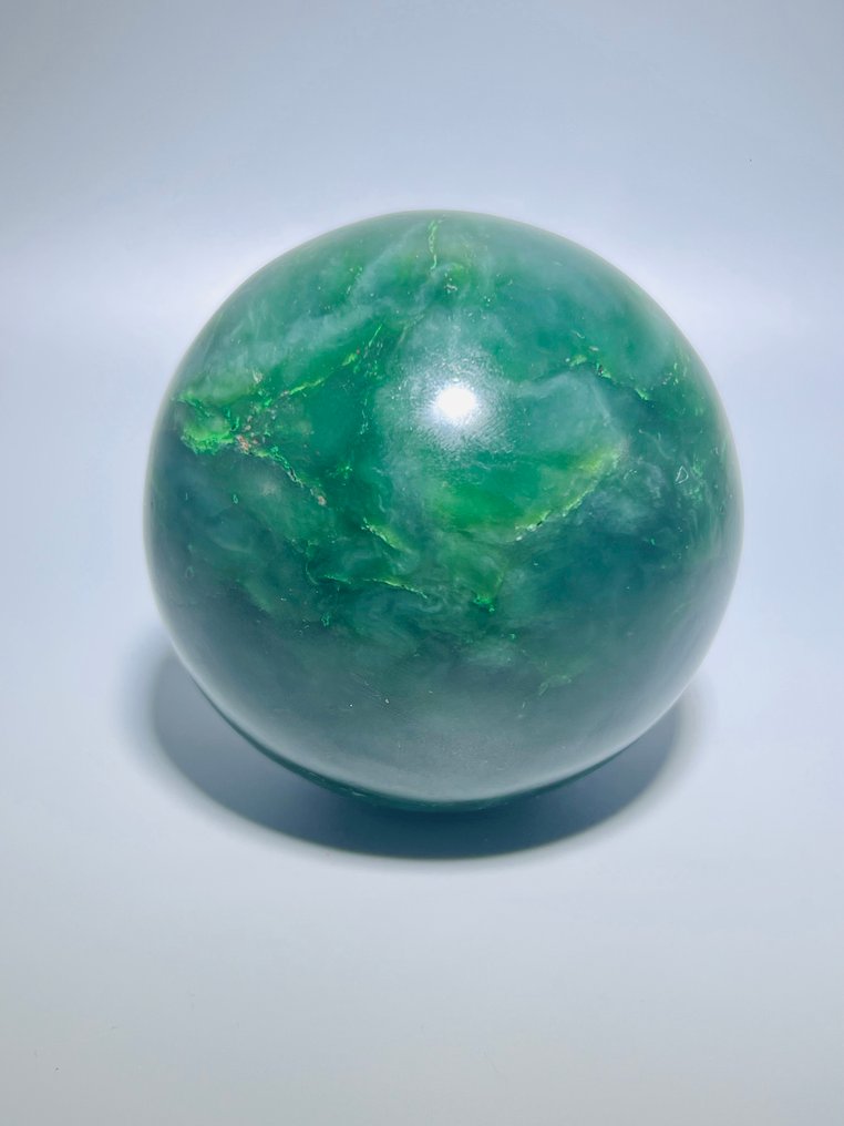Intense Green Jade Nephrite - Sphere - AAA+ Quality - Ø 78mm Natural Stone - Meditation Stone - Decoration - Height: 78 mm - Width: 78 mm- 762 g - (1) #3.2