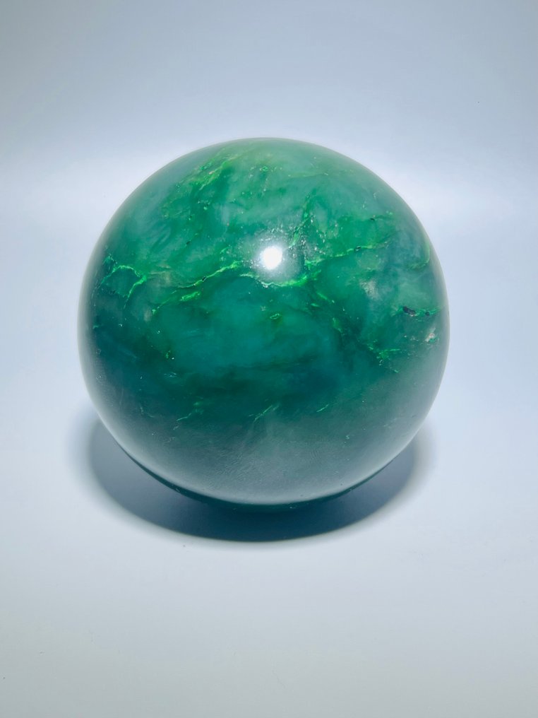 Intense Green Jade Nephrite - Sphere - AAA+ Quality - Ø 78mm Natural Stone - Meditation Stone - Decoration - Height: 78 mm - Width: 78 mm- 762 g - (1) #1.0