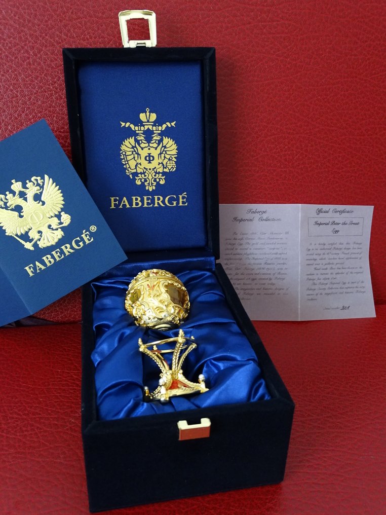 Statuetta - House of Fabergé - Imperial Egg - Original box included- 24 carat gold finished- Certificate of - Smalto #3.2