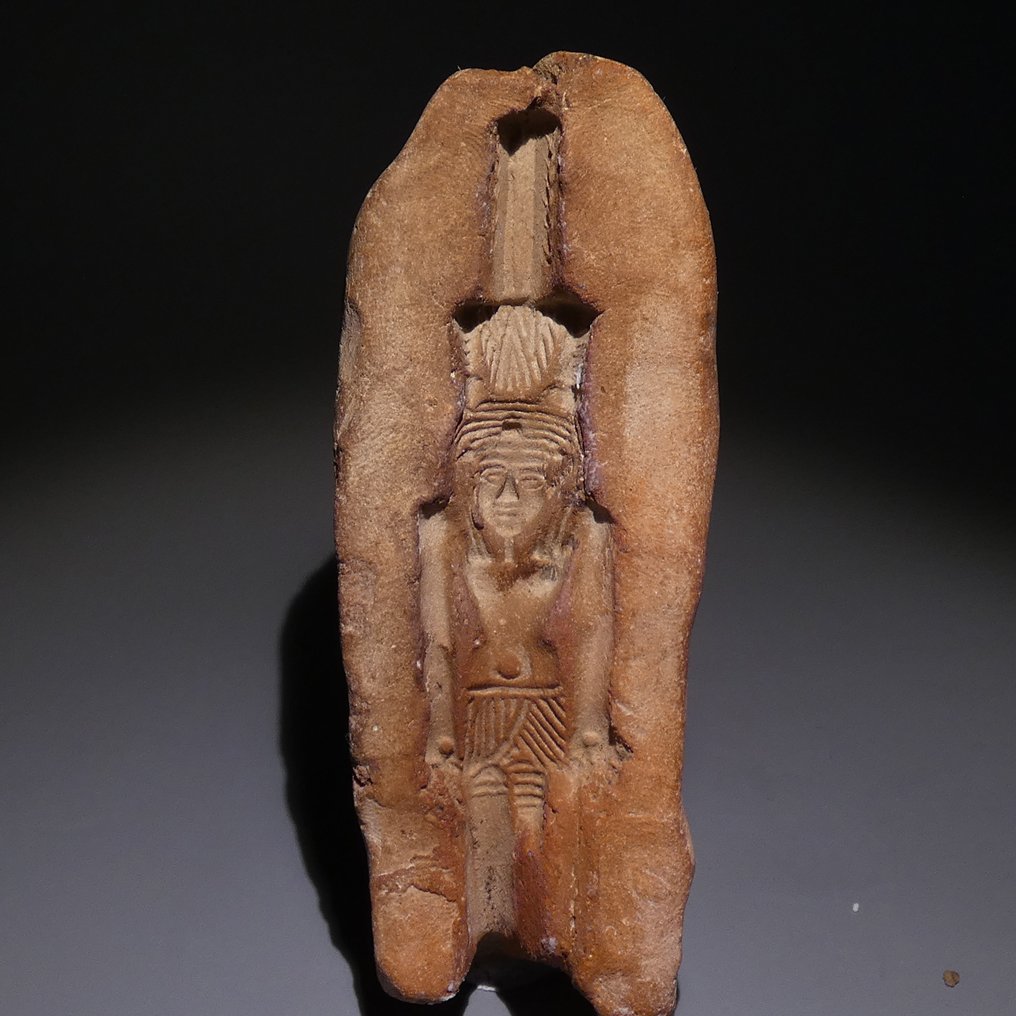 Altägyptisch Terracotta GROSSE Formenherstellung der Göttin Nefertem, Amulette. 9,5 cm D. Spätzeit, 664 - 332 v. Chr. #1.1