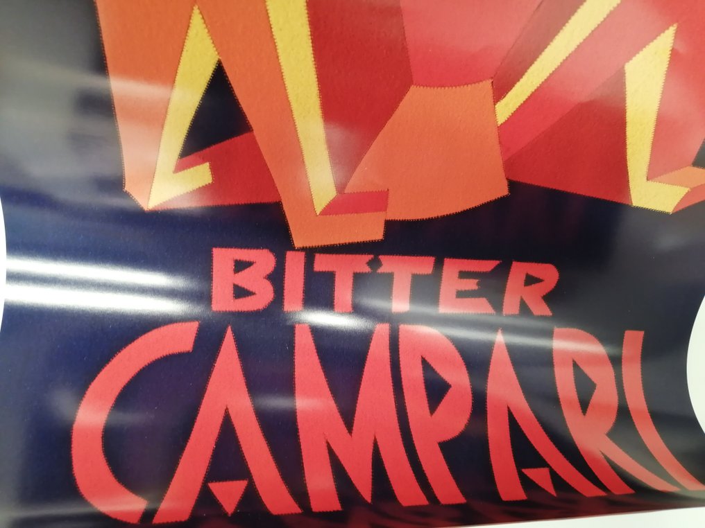 Fortunato Depero - Galleria Campari - 2000s - Edizione Numerata - 178/1000 - "L'aperitivo Bitter Campari. due uomini stilizzati esultano davanti ad un grande bicchiere di #3.3