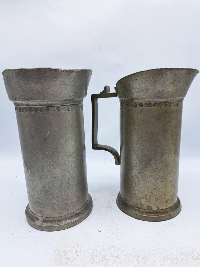 Υγρό μέτρο - Κασσίτερος - 1850-1900, 1800-1850 - 9 μπρούντζινοι μετρητές κανάτες #4.3