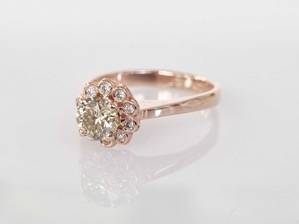 Cocktailring - 14 kt Roségold -  0.71ct. tw. Gelb Diamant (Natürlich farbig) #3.1