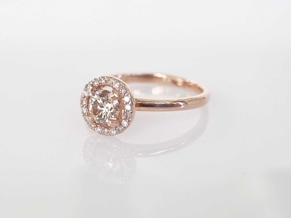 鸡尾酒戒指 - 14K包金 玫瑰金 -  0.54ct. tw. 棕色 钻石 (天然色彩的) #3.2