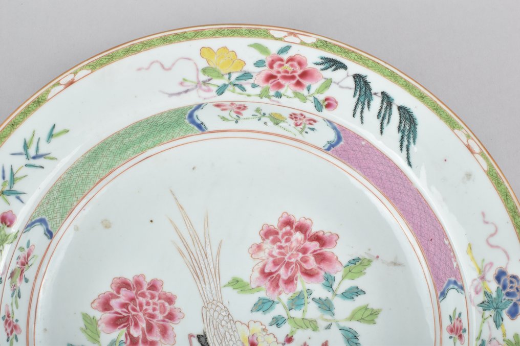 Bekken - En kinesisk Famille Rose-lader / vask dekorert med et par fasaner #1.0