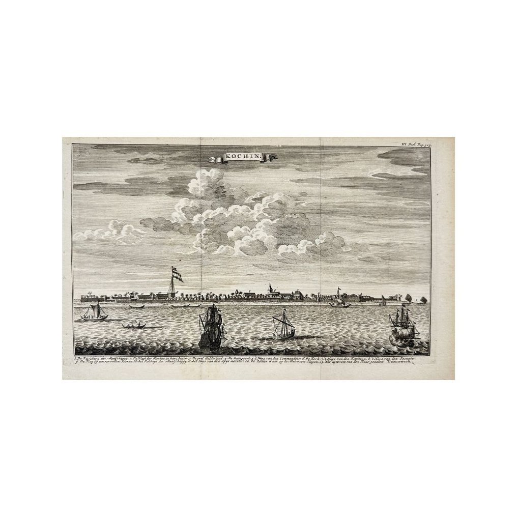 Asia / India / Isaac Tirion (XVIII) - View of the port of Kochi (Cochin) in India #1.1