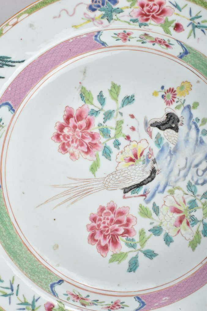  Bekken - En kinesisk Famille Rose-lader / vask dekorert med et par fasaner #2.1
