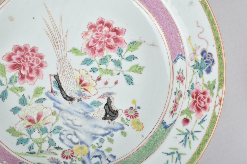  Bekken - En kinesisk Famille Rose-lader / vask dekorert med et par fasaner #4.3
