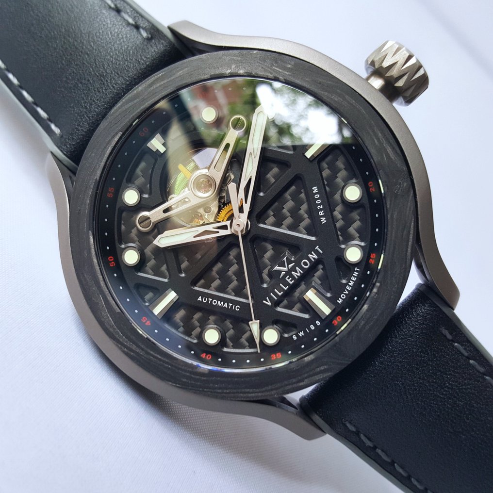 Villemont - Swiss Automatic - Limited Edition - Open Heart - Carbon - Titanium - Hand Made - Gift Set - NEW - Férfi - 2025 #1.0