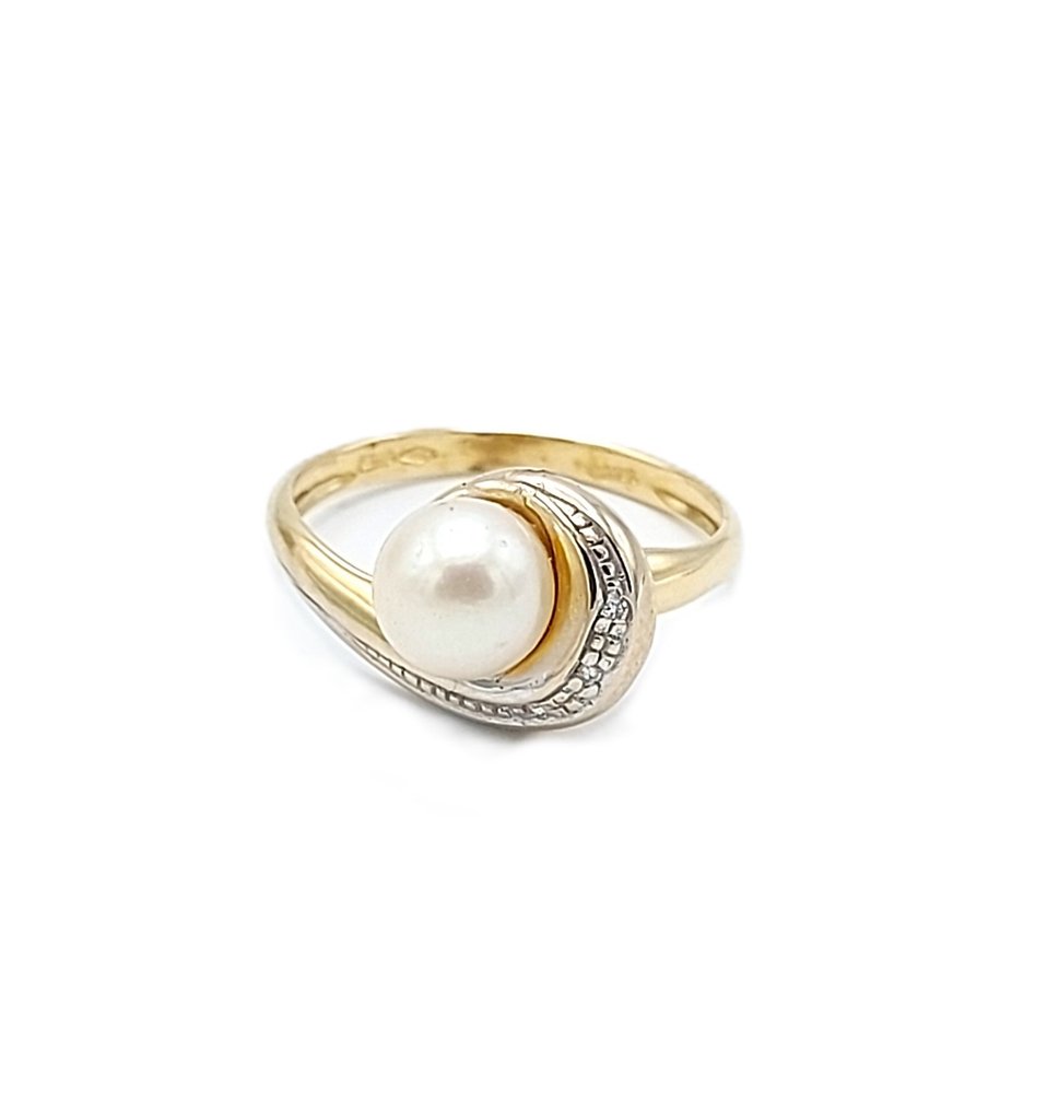 Kiara - Bague - 18 carats Or jaune, Or blanc -  0.02ct. tw. Perle - Diamant #1.0