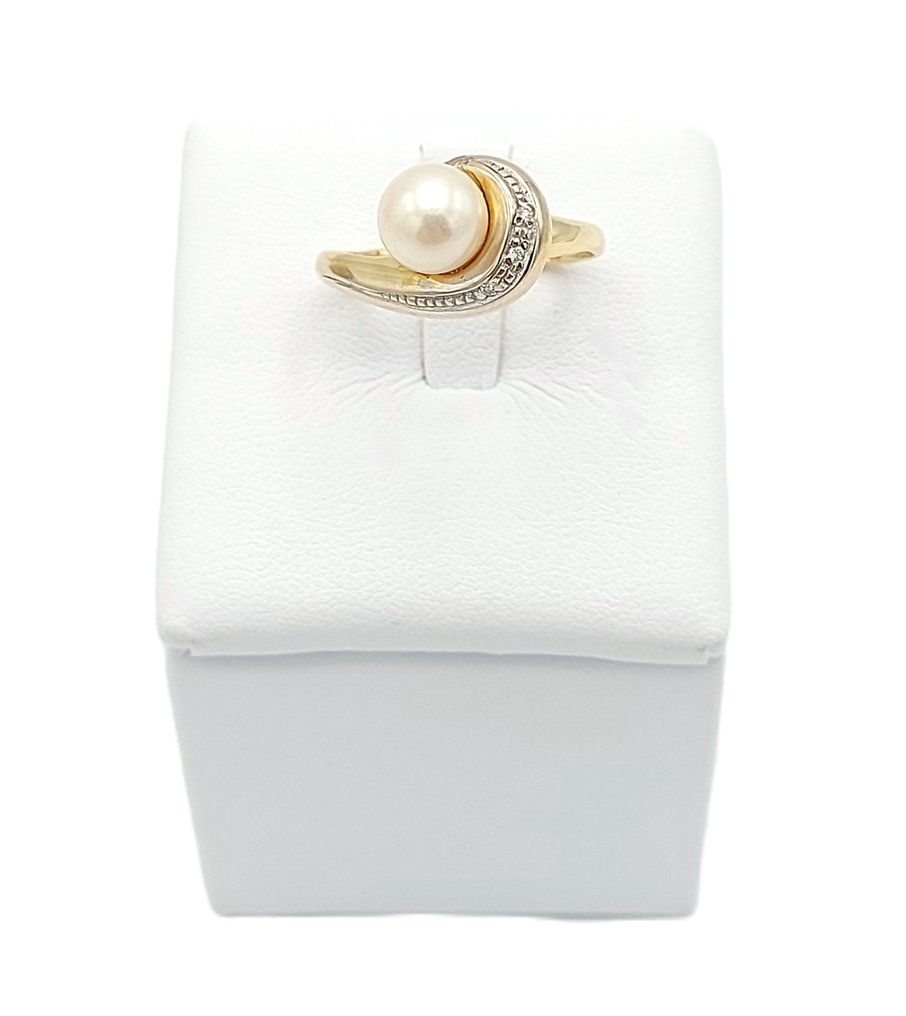 Kiara - Bague - 18 carats Or jaune, Or blanc -  0.02ct. tw. Perle - Diamant #4.3