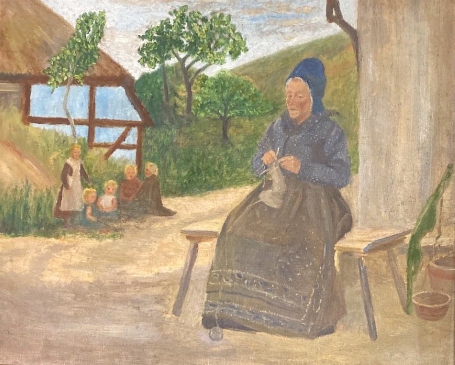 Clara Arnheim (1865-1942), Attributed to - Strickende Großmutter #1.1