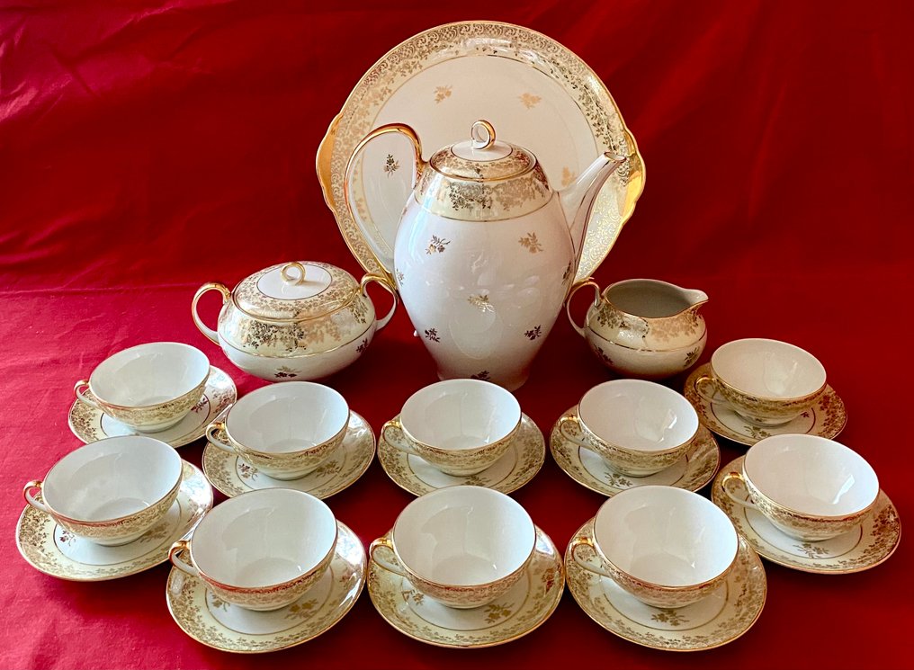 Limoges - Koffieservies (24) - Nº 77012 - Goud, Porselein - Koffieservice voor 10 #2.1