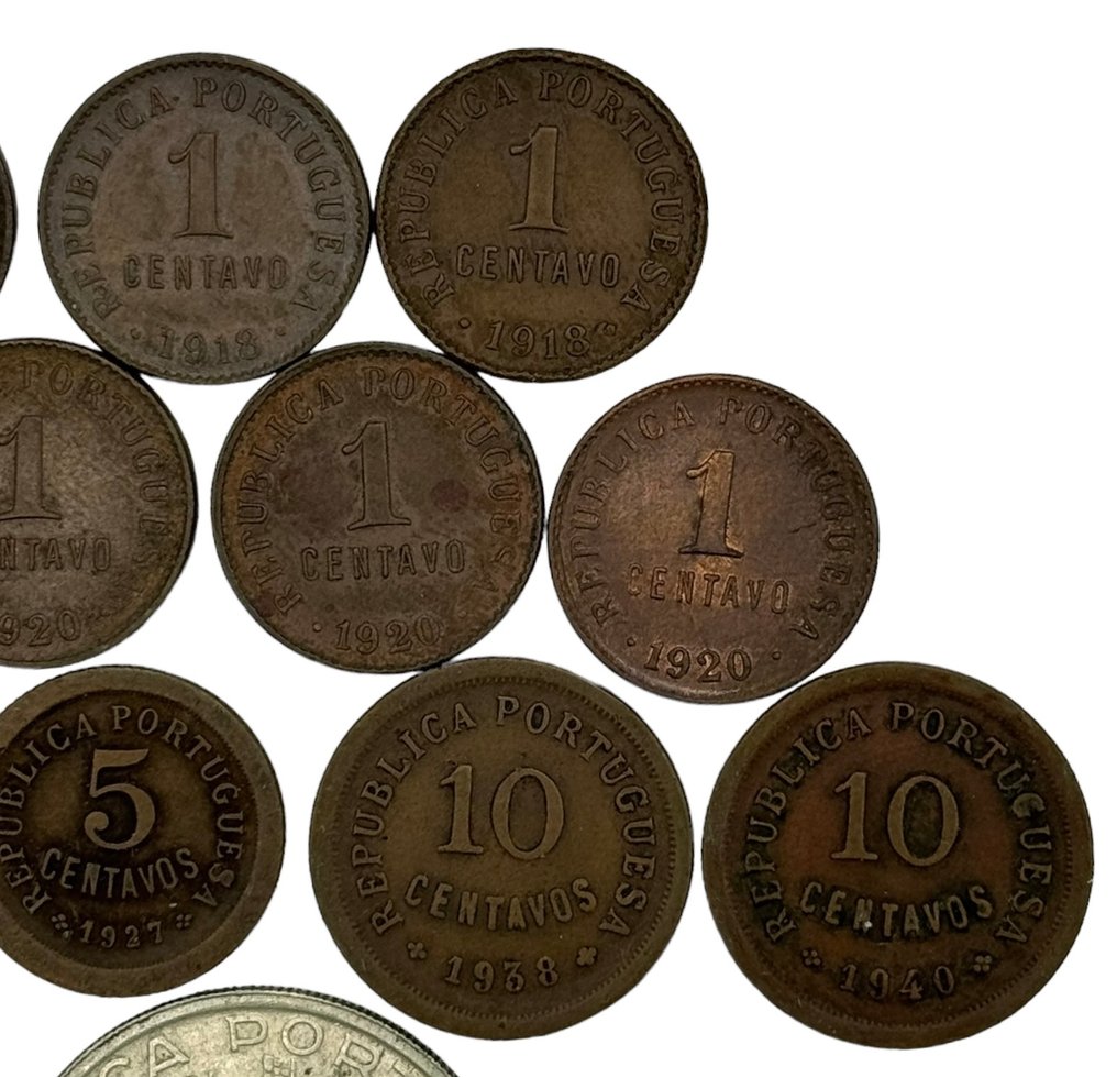 Portogallo. Republic. (1+5+10 centavos) + (10+20+100+250 escudos) 1918/1976 (15 moedas)  (Senza Prezzo di Riserva) #2.1