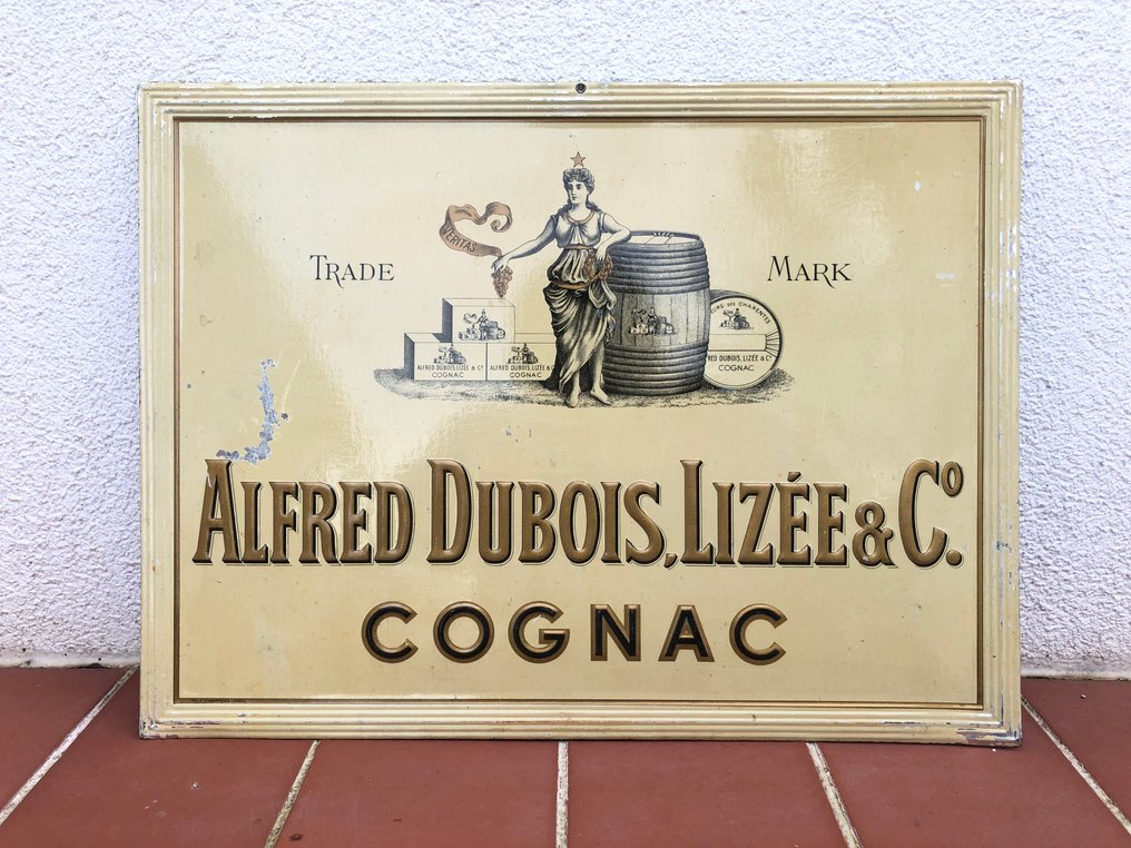 Zeldzaam vintage origineel blikken bord, geen emaille - Alfred Dubois Cognac - 1930 #1.1