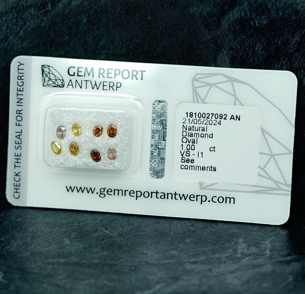 1 pcs Diamante (Colorato naturale) - 1.00 ct Miscela di colori - VS1, I1 - Gem Report Antwerp (GRA) #4.3