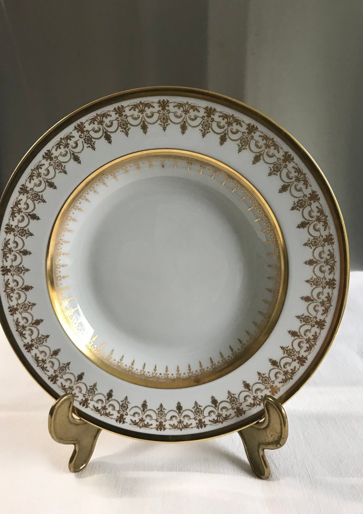 Bernardaud & Co. Limoges - Illallisastiasto 12:lle (12) - Suppenteller - Posliini - valkokulta Fleur de Lys #2.2