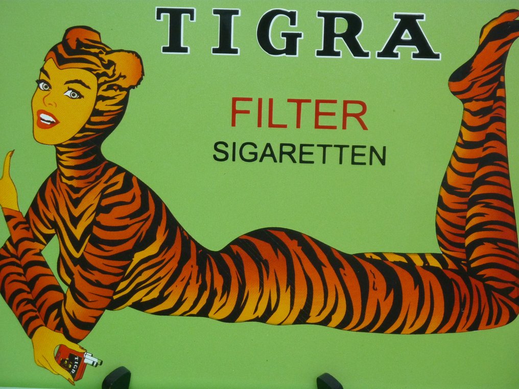 Sinal de esmalte - Painel publicitário -Cigarros Enamel-Tigra*Angelina Saey* #3.2