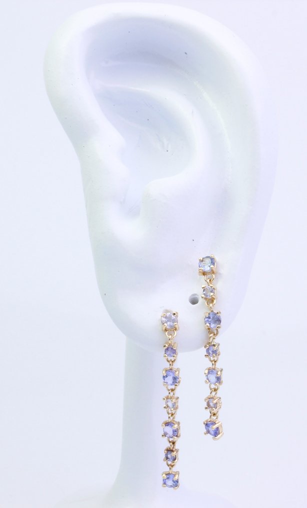 没有保留价 - 耳环 - 14K包金 黄金 坦桑石 - 坦桑石 #2.1