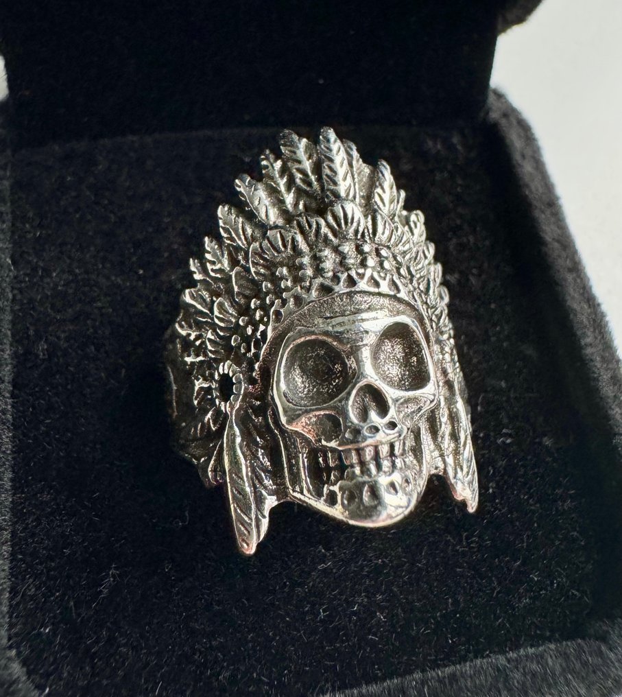 Δαχτυλίδι από ασήμι 925 με το σκελετό του Ινδικού Αρχηγού Memento Mori - Δαχτυλίδι #1.0