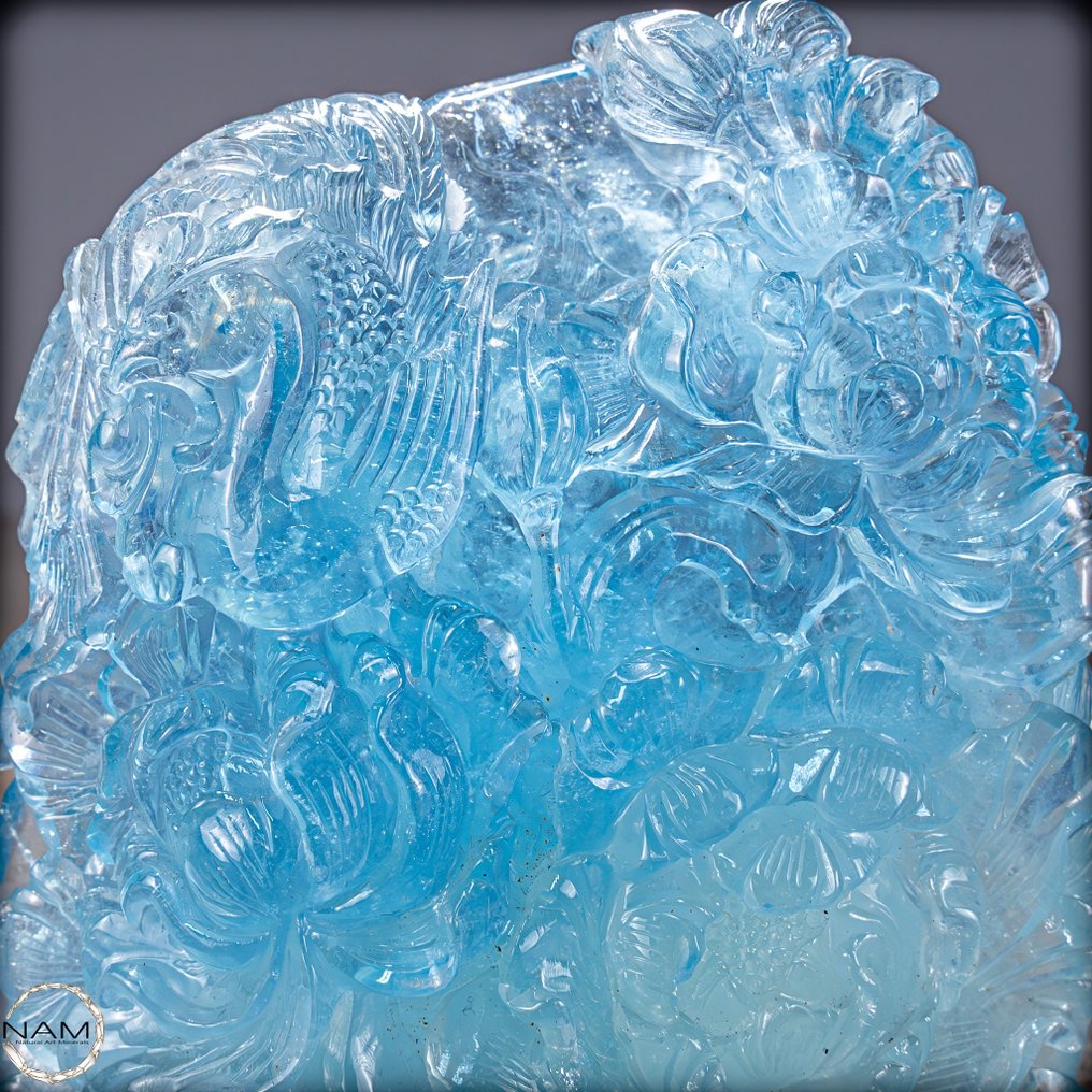 Unique natural semi-transparent aquamarine carving Highest quality - 2171.65 ct- 434.33 g #2.1